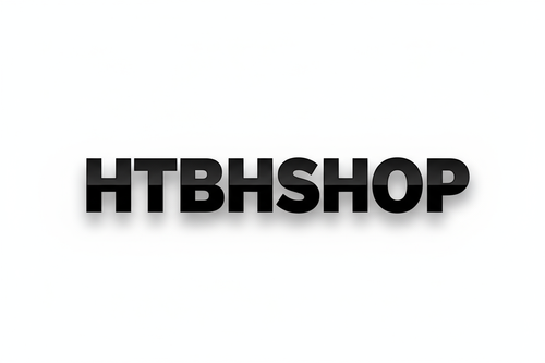 将HTBHSHOP加粗放大，白底